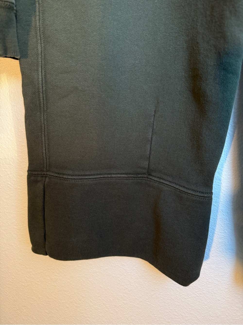THE GREAT. Dark Olive Green Cropped Sweatshirt and Wide Leg Sweatpants Set - Picture 3 of 16